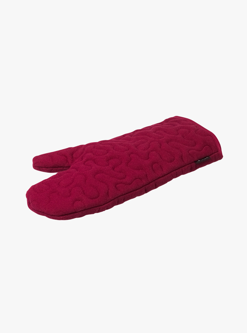 le tablier | roter Ofenhandschuh mit Muster und Schlaufen